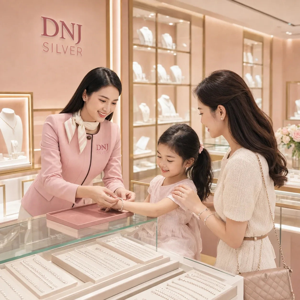 Tư vấn chọn vòng bạc cho bé tại DNJ Silver